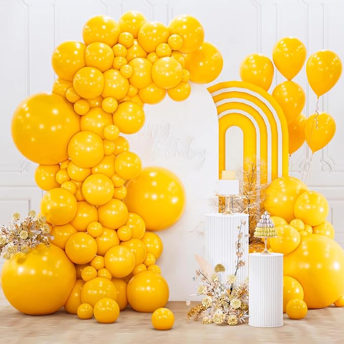 PartyWoo Yellow Mustard Yellow Balloons 155pcs Different Sizes | 18 12 10 5 by PartyWoo