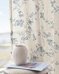 jinchan Blue Floral Linen Curtains 90 Inch French Country Back Tab 2 Panels | by JINCHAN