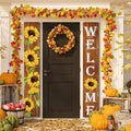 Tatuo Sunflower Welcome Hanging Banners Summer Porch Banners Flags Spring Door by Tatuo