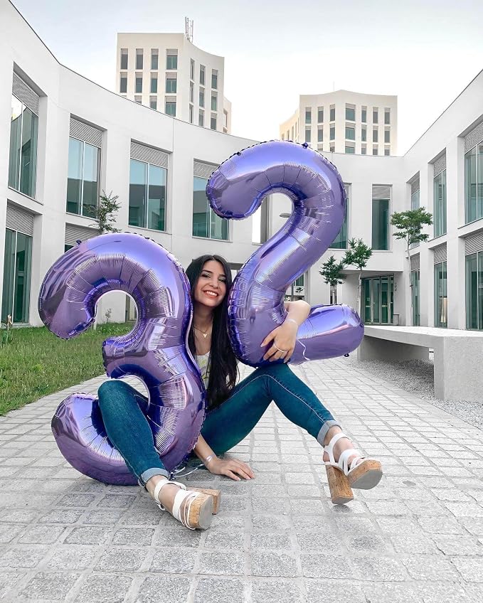 Number 45 Purple Balloons 40 Inch Giant Purple Foil 45 Helium Balloons - Image 4