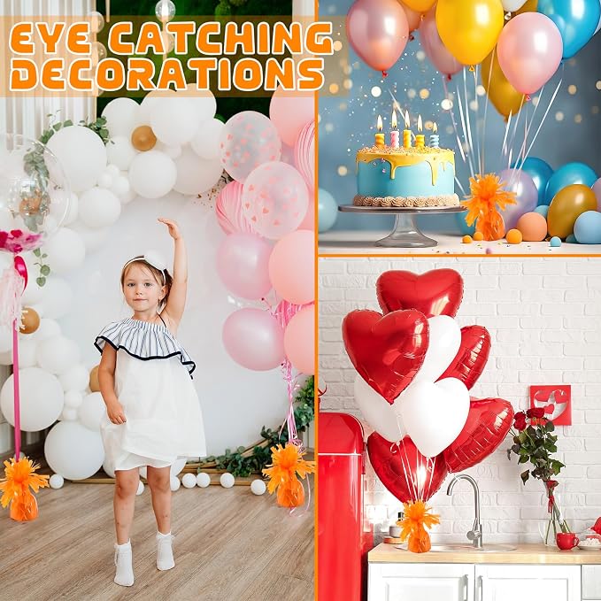 8 Pcs Orange Metallic Balloon Weights Holder Anchors Balloon Holder Weights - Image 4