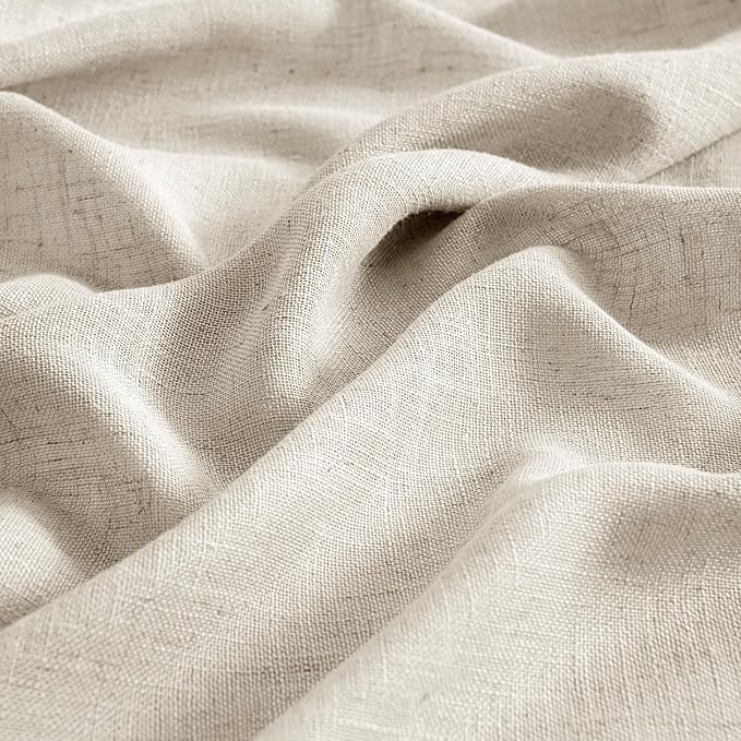 MIULEE Cream Linen Curtains 52x63 Inch 2 Panels - Image 4