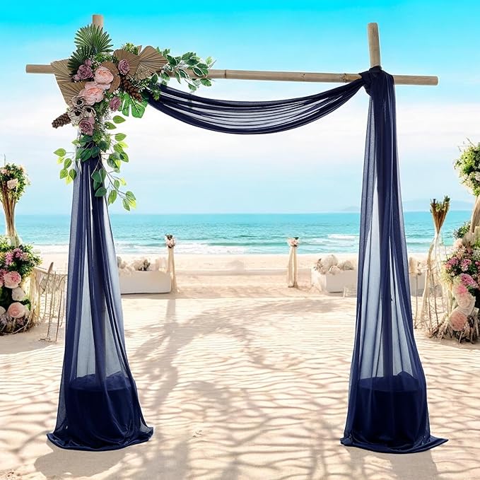 MDS Halloween Chiffon Draping Fabric - 2 Panel, 30" Wide x 75ft Long - Sheer Spooky Arbor & Canopy Drapery for Haunted House Backdrops, Party Ceilings, DIY Costumes & Themed Events - Navy Blue