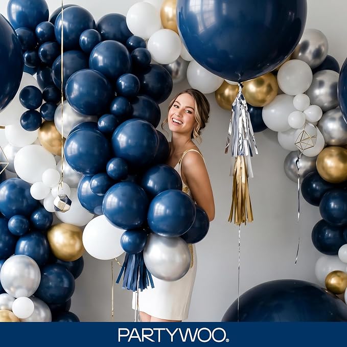 PartyWoo Navy Blue Balloons 140pcs Dark Blue Color 18 12 10 5 Inch | 18 12 10 5 - Image 9