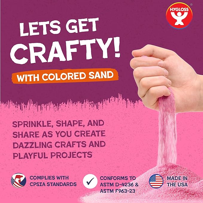 Hygloss Colored Sand for Crafts - 15 lb Bottle, Pastel Rainbow - Vibrant Colorful Fine Sensory Play Sand Art Kits for Kids - Classroom Activities for Children 3 4 5 6 7 8 9 10 11 12 - Safe for Ages 3+