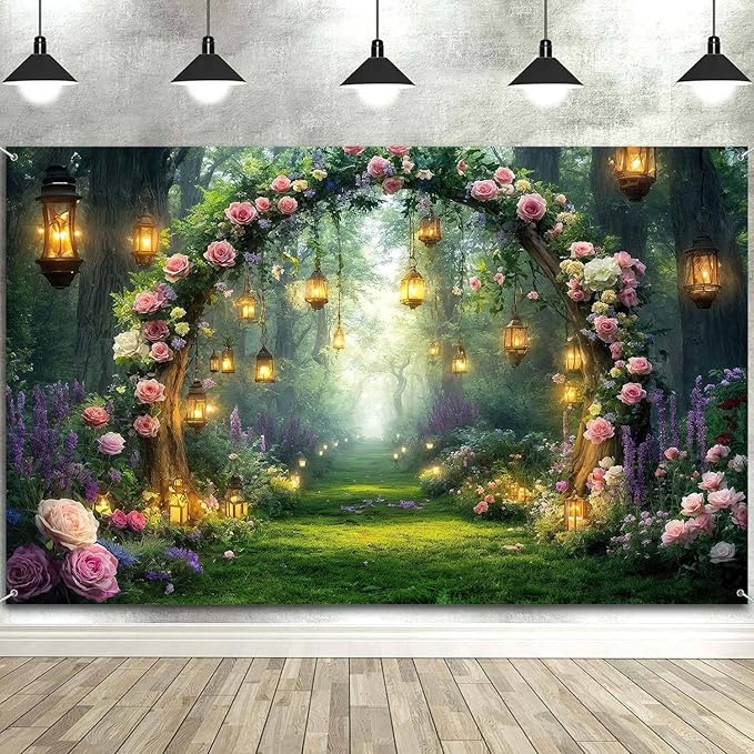 10x8ft Purple Flower Wedding Photography Backdrop Lavender Floral Wedding Bridal Photography Backdrop Anniversary Birthday Baby Shower Girl Party Banner Photo Booth Props Background Wall Decor
