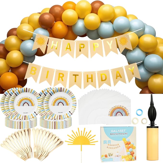 Boho Sunshine Birthday Party Decorations and Supplies, Serves 20 by GALASET