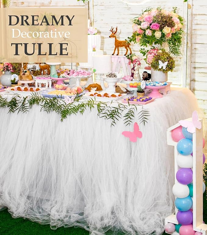 Tulle Fabric Roll, 54" x 10 Yards (30FT) Tulle for Wedding Decoration DIY Tutu Party Backdrop Baby Shower Table Skirts Gift Wrapping (Aqua Blue)