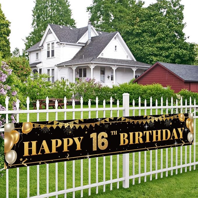 Large Happy 16th Birthday Decoration Banner, 16th Birthday Party Decorations - Image 5