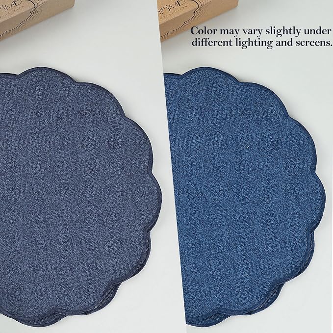 AHHFSMEI Round Faux Linen Placemats Set of 4 Heat Resistant Non-Slip Stain - Image 7