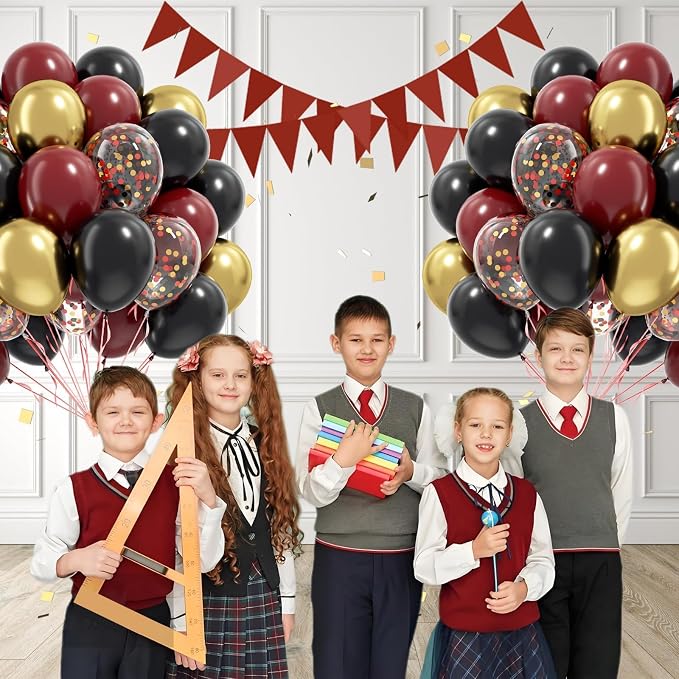 60pcs 12inch Black Burgundy and Gold Balloons, - Image 6