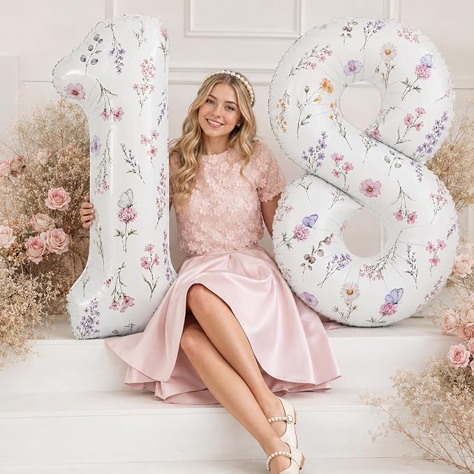 Wildflower Number 18 Balloon for 18th Flower Birthday Party Decorations | 40'' - Image 5