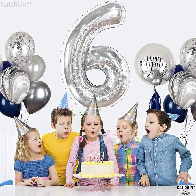 KatchOn Silver Number 6 Balloon 40 Inch | 6th Birthday Balloons, 6th Birthday - Image 7