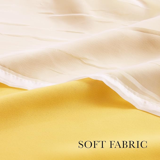 PONY DANCE Blackout Curtains, 52 W by 84 L, Lemon Yellow, 2 Pieces | Curtains - Image 3