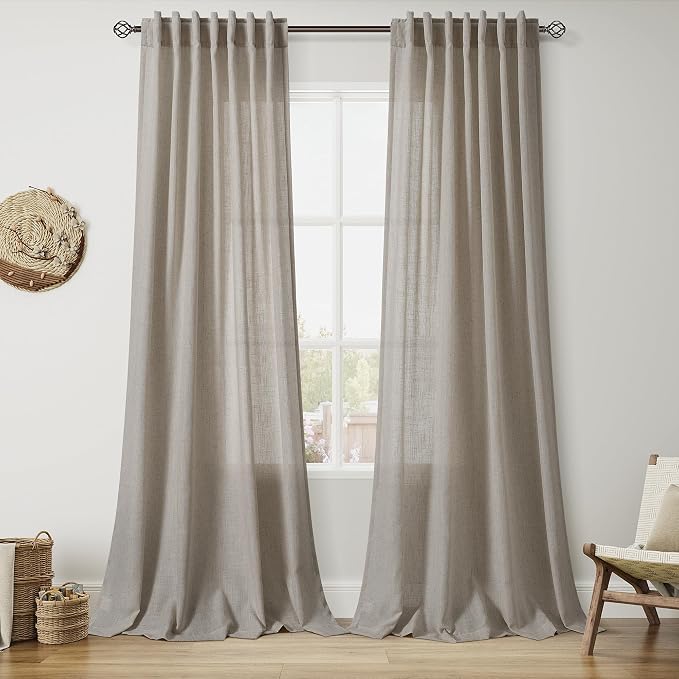 Grey Beige Curtains 90 Inches Long by Nanspring