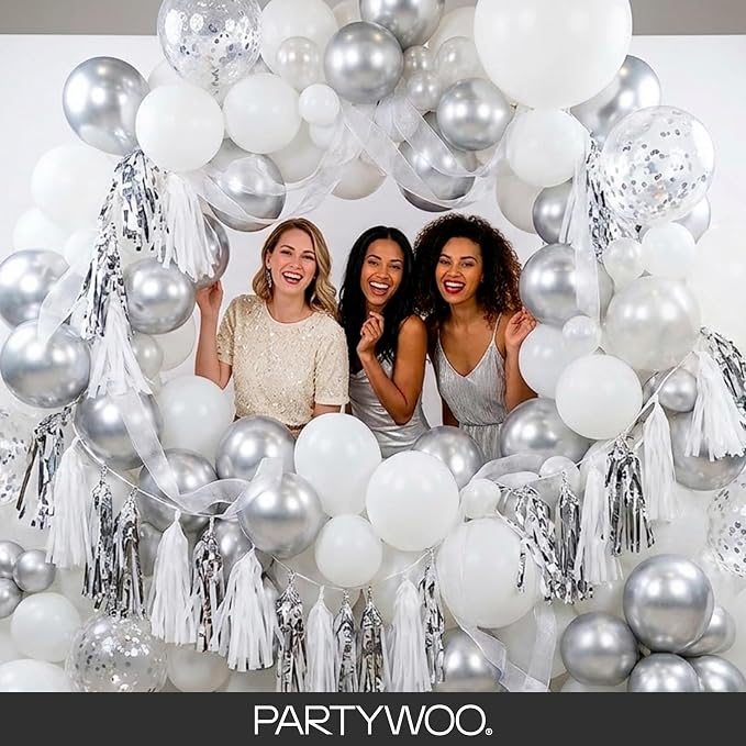 PartyWoo White Balloons 92pcs Different Sizes Pack of 18 12 10 5 Inch Matte - Image 5
