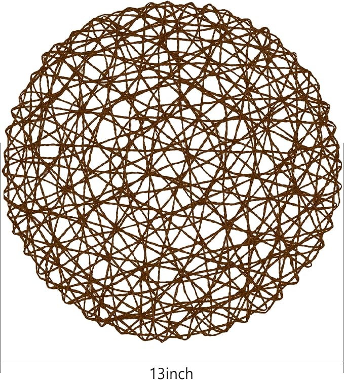 AHHFSMEI Paper Braided Round Placemats Set of 6 Natural Non-Slip Heat Resistant - Image 2