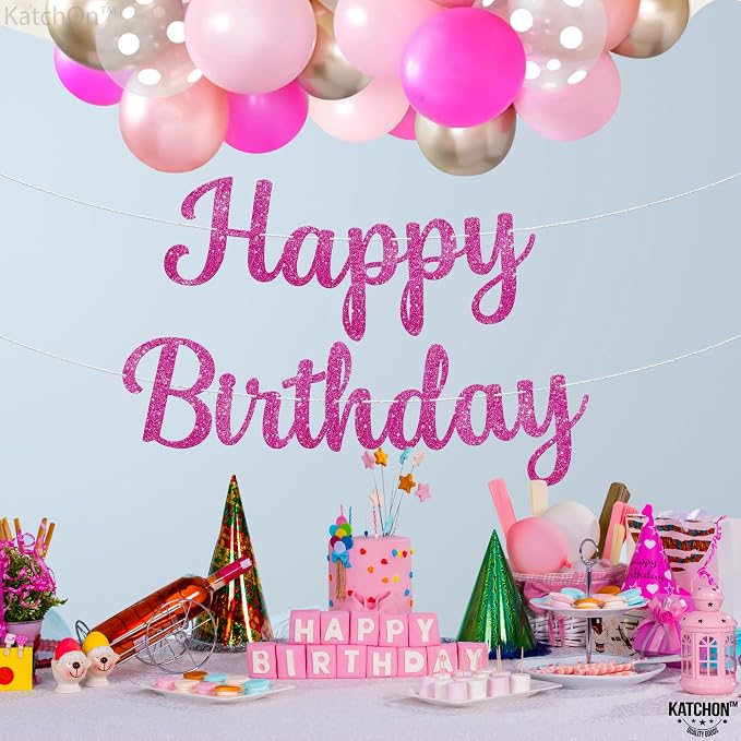 KatchOn Hot Pink Happy Birthday Banner 10 Ft - Image 6