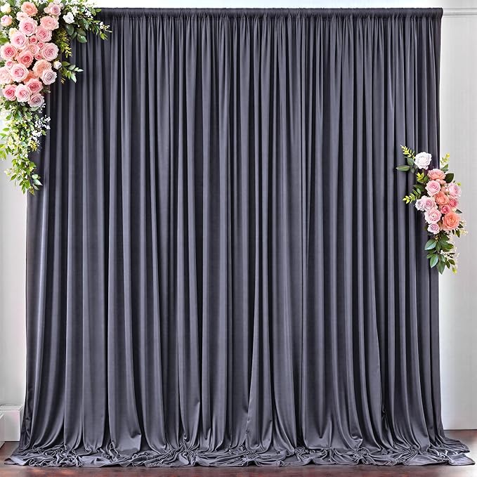 10 ft x 10 ft Wrinkle Free Charcoal Backdrop Curtain by Outpain