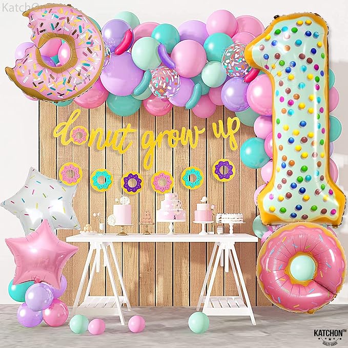 KatchOn Number 1 Donut Balloon 40 Inch Sweet One Birthday Party Decorations | - Image 3