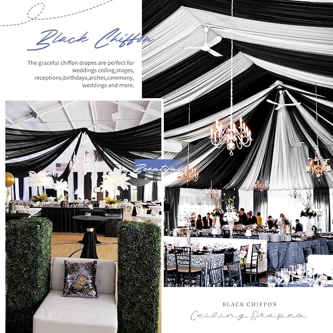 4 Panels Black Ceiling Drapes for Wedding Ceiling Drapes 5ftx20ft Wedding Arch - Image 6
