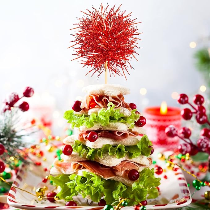 Chinco 100 Pcs Foil Firework Cupcake Toppers Sparkle Tinsel Cake Toppers Cake - Image 5