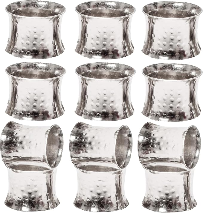 Silver Napkin Rings-12 PCS Heavy Duty Metal Spiral Napkin Rings, Handcrafted Napkin Holders Buckles for Family Dinner, Wedding, Party,Table Decorations - CLEENTABLE