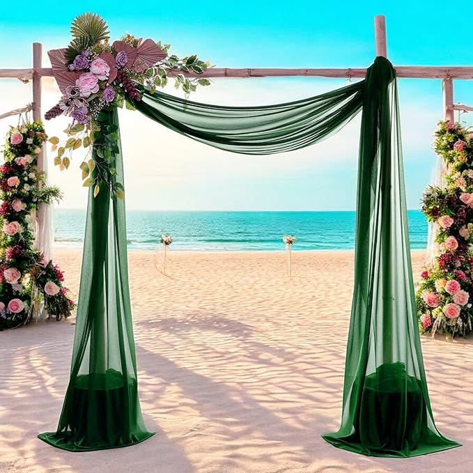MDS Halloween Chiffon Draping Fabric - 2 Panel, 30" Wide x 30ft Long - Sheer Spooky Arbor & Canopy Drapery for Haunted House Backdrops, Party Ceilings, DIY Costumes & Themed Events - Hunter Green