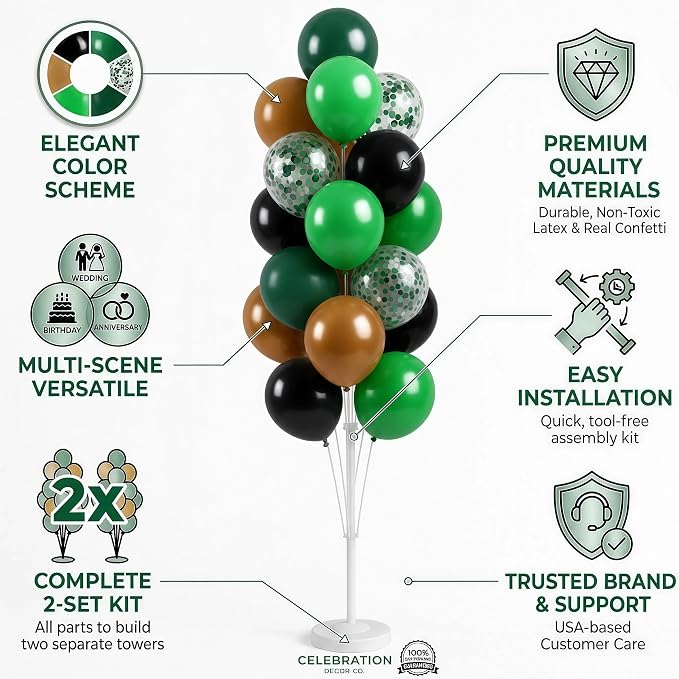 Hiins Green Brown Balloon Stand Kit - Image 3
