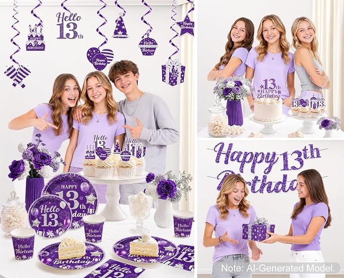 purple 13th birthday decorations - Image 7