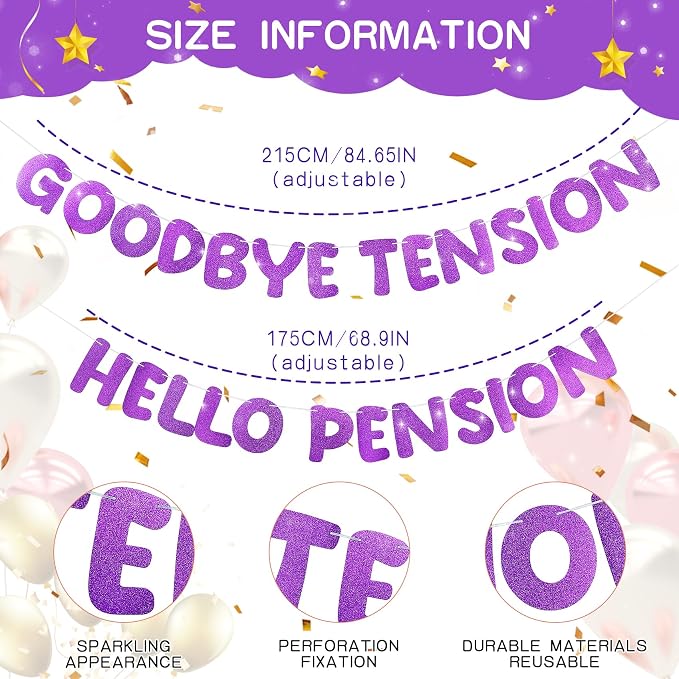 Retirement Banner Pre-Strung Banner Glitter Retirement Party Supplies - Image 2