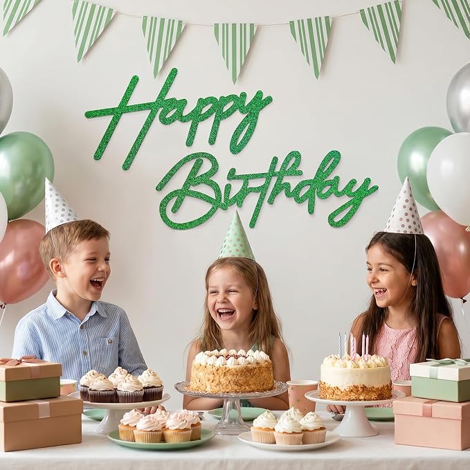 Green Happy Birthday Sign for Backdrop - Image 2