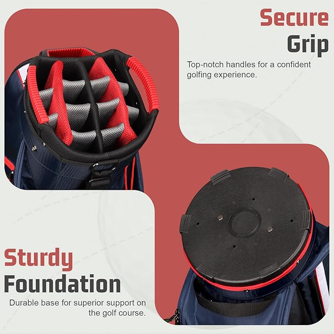 Cart Golf Bag 15 Way Organizer Divider Top Golf Club Bags Lightweight Golf Cart Bags for Men Women with Cooler, Rain Cover