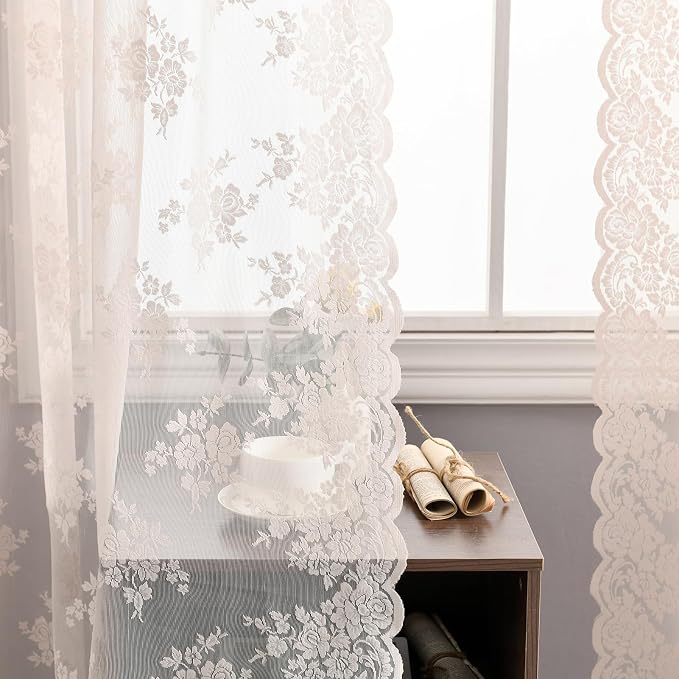 Kotile Blush Pink Lace Curtains by Kotile+Curtains
