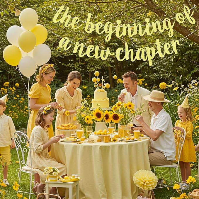 BEISHIDA Yellow Pre-Strung Glitter The Beginning of A New Chapter Banner | - Image 4