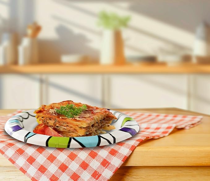 Amazon Basics Ultra Paper Plates, 8.62 Inch, Disposable, 64 Count