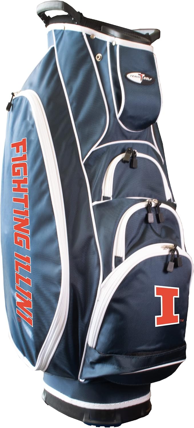 Team Golf NCAA Lightweight, 10-Way Club Divider, Spring Action Stand, Insulated Cooler Pocket, Velcro Glove and Umbrella Holder & Lift Assist Handles