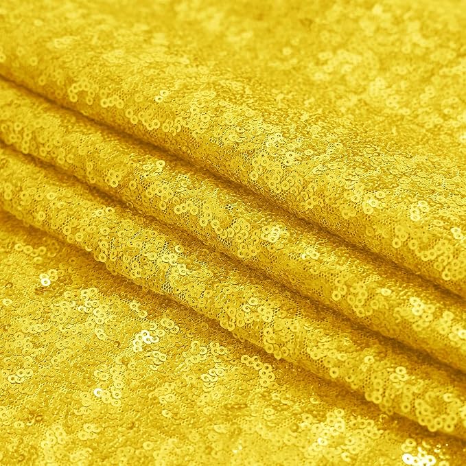 Sugargirl Golden Yellow Sequin Backdrop Curtain 4 Panels 2FTx8FT Glitter Golden - Image 5