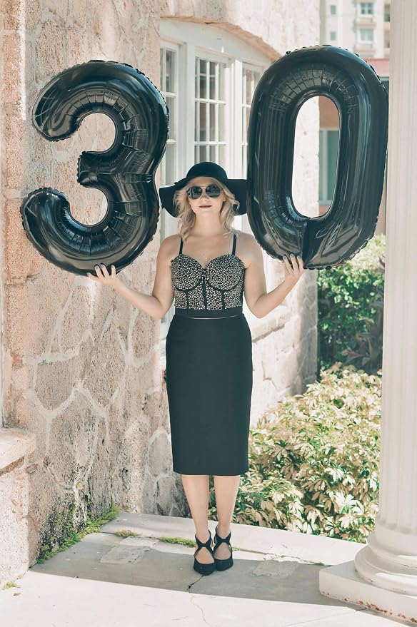Number 0 Balloons Birthday Decorations, 40In Black Balloons - Image 3