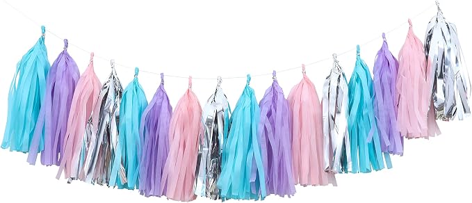 Fonder Mols Mermaid Tassel Garland Tissue Paper Birthday Banner by FonderMols