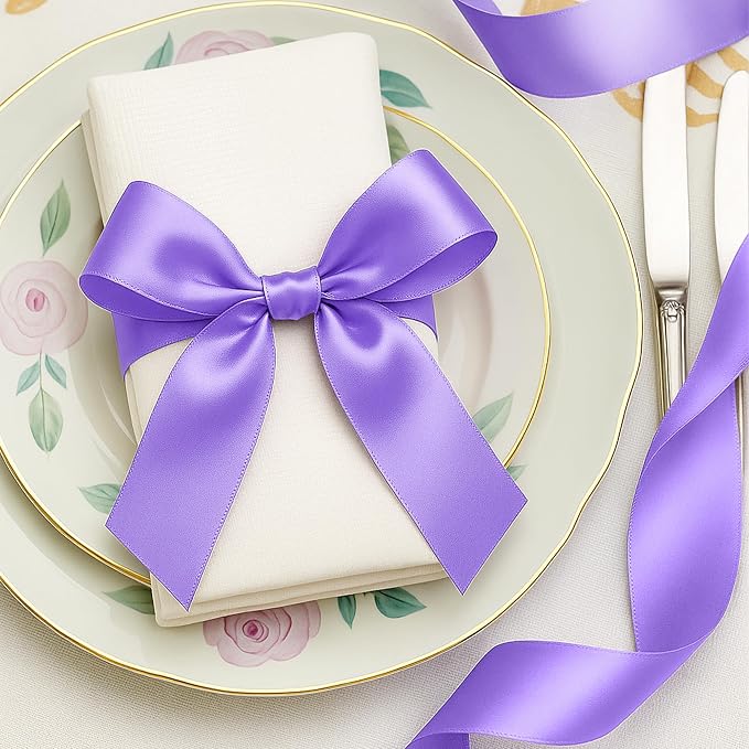 1 1/2In 30Yards Violet Ribbon for Gift Wrapping Birthday Graduate DIY Craft | - Image 7