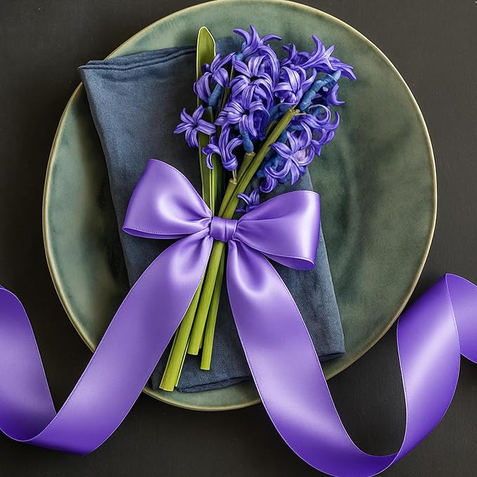 1 1/2In 30Yards Violet Ribbon for Gift Wrapping Birthday Graduate DIY Craft | - Image 4