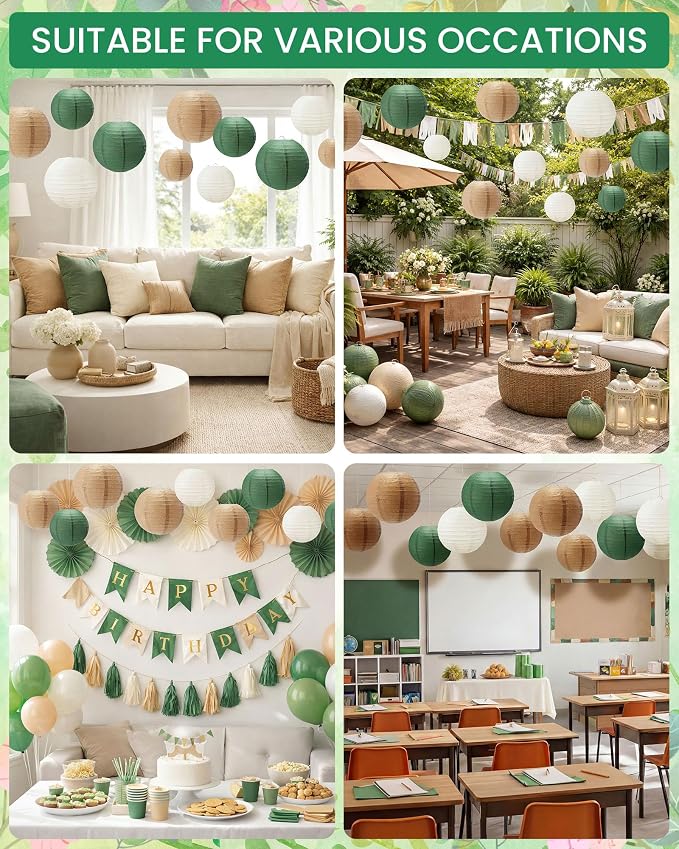 Treela 48 Pcs Paper Lanterns Party Decorations Chinese Round Paper Decor - Image 6