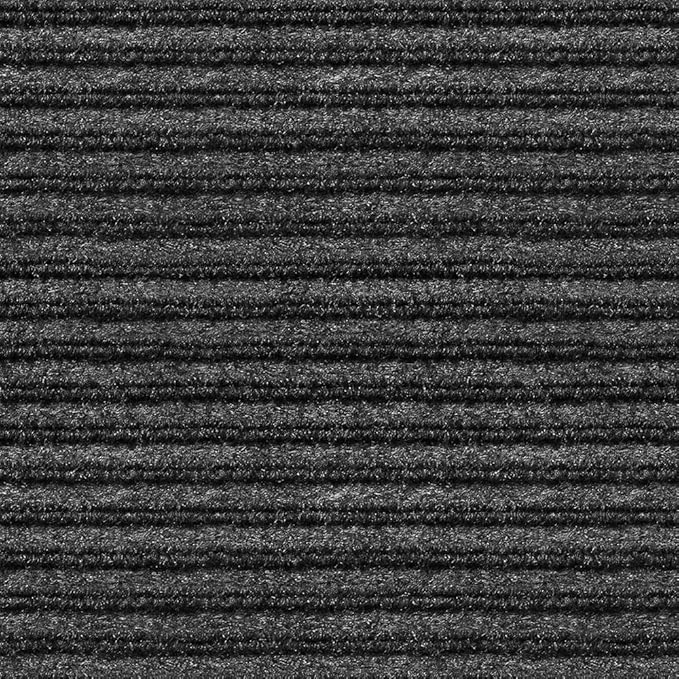 House, Home and More Indoor Outdoor Double-Ribbed Carpet Runner with Skid-Resistant Rubber Backing - Smokey Black - 3 Feet x 50 Feet