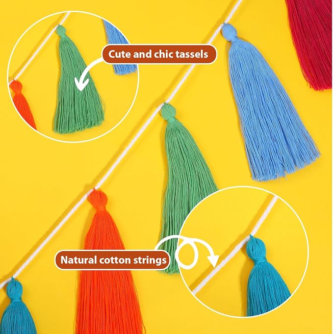 WILLBOND 4 Pcs Rainbow Tassel Garland - Image 7