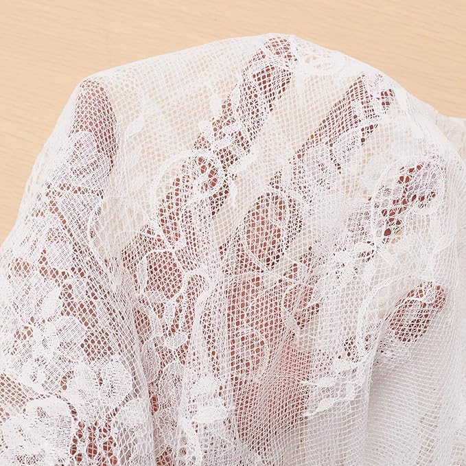 LuoluoHouse 2 Pack 60 x 120 Inch White Lace Rustic Table Cloths Vintage Farmhouse Table Fabric Wedding Outdoor Chic Decoration Embroidered Rectangle Table Linen