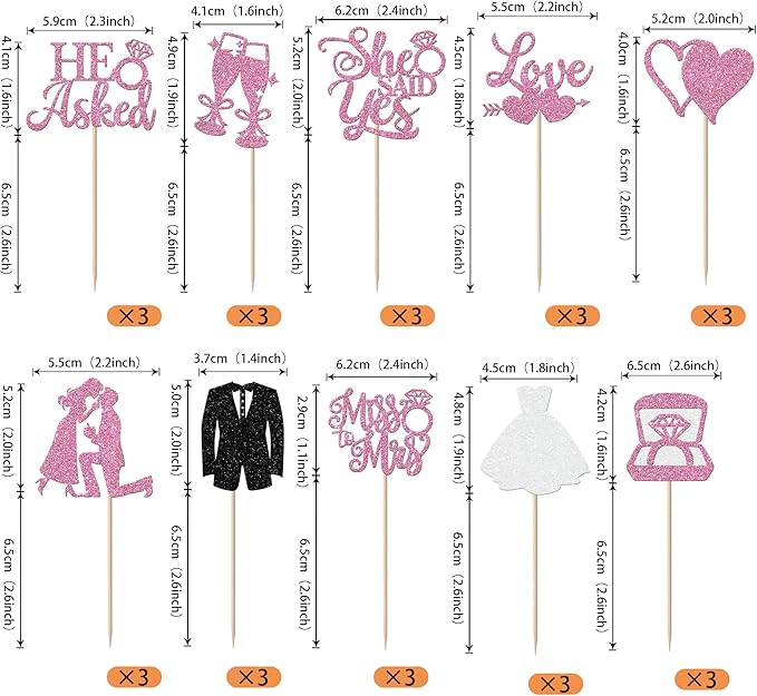 30 Pack Bride to be Cupcake Toppers Glitter Diamond Ring Love I Do Cupcake Picks Miss to Mrs He Asked She Said Yes Bridal Shower Wedding Engagement Bachelorette Cake Decorations Party Purple