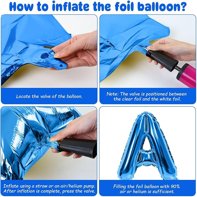 29PC Blue Yellow Happy Birthday Balloon Banner, 16 Inch 3D Aluminum Letter - Image 6