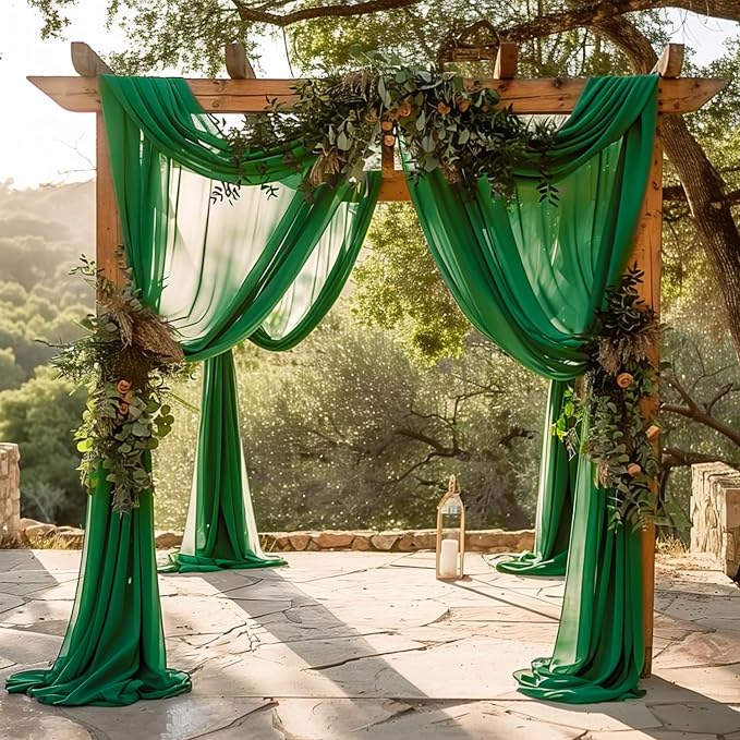 Wedding Arch Draping Fabric Backdrop 28.7" x 20FT, Emerald Green | Sheer Drapes - Image 6