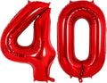 Red Number 40 Balloons, 40 Inch Big Large Foil Number Balloons, Jumbo Giant by AIQINHU